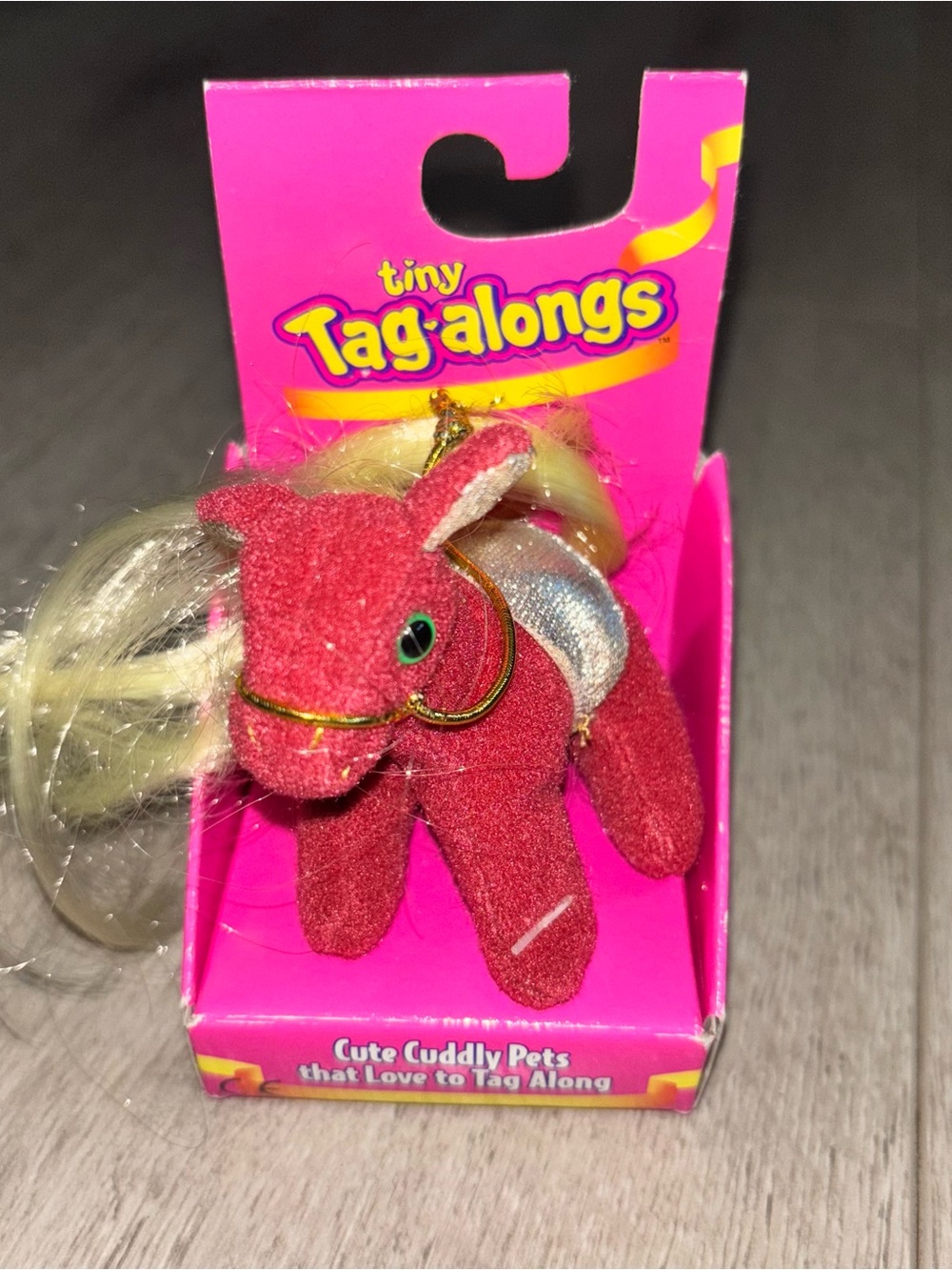 Vintage 1995 Tiny Tag Alongs Pony Horse Cap Toys Red